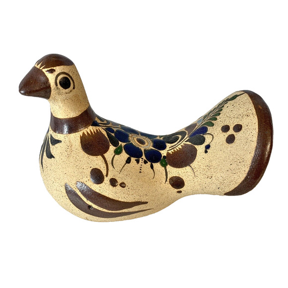 VTG Netzi Bird Dove Pottery Figurine Mexico Floral Corcho Hand Made - Picture 1 of 11